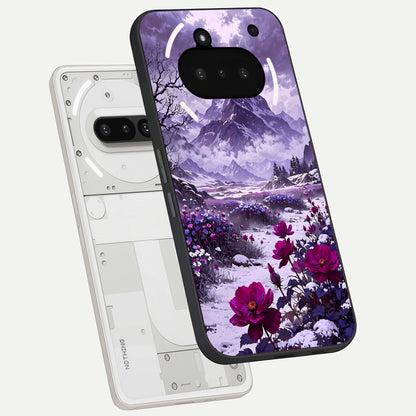  Flower Mountain View back cover For Nothing Phone 3A slim fit glass case with vibrant aesthetic design