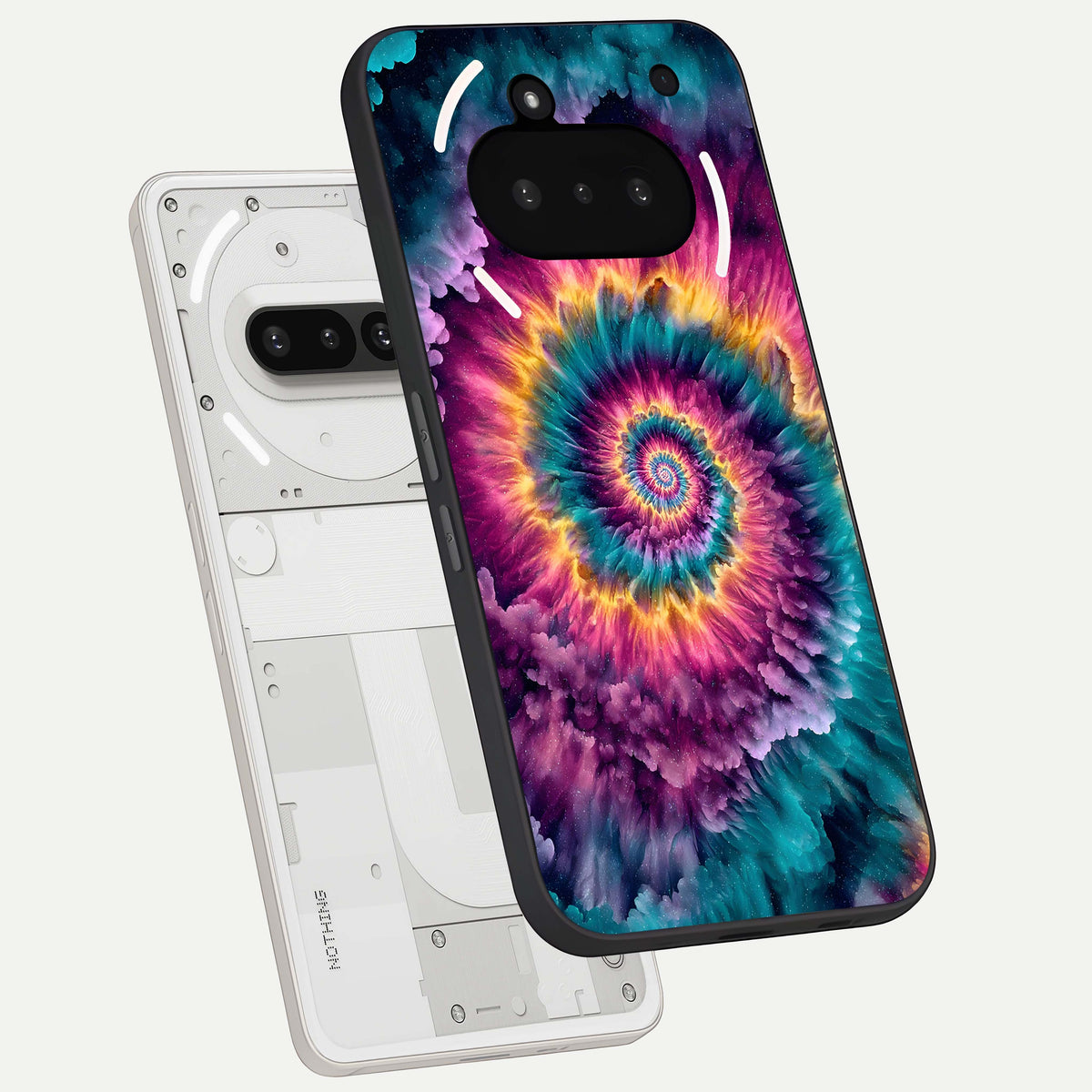  Galactic Spiral Burst back cover For Nothing Phone 3A slim fit glass case with vibrant aesthetic design