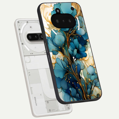  Golden Bloom Symphony back cover For Nothing Phone 3A slim fit glass case with vibrant aesthetic design