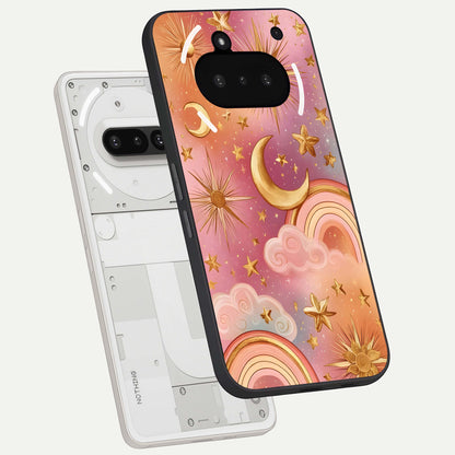  Golden Celestial Dreams back cover For Nothing Phone 3A slim fit glass case with vibrant aesthetic design