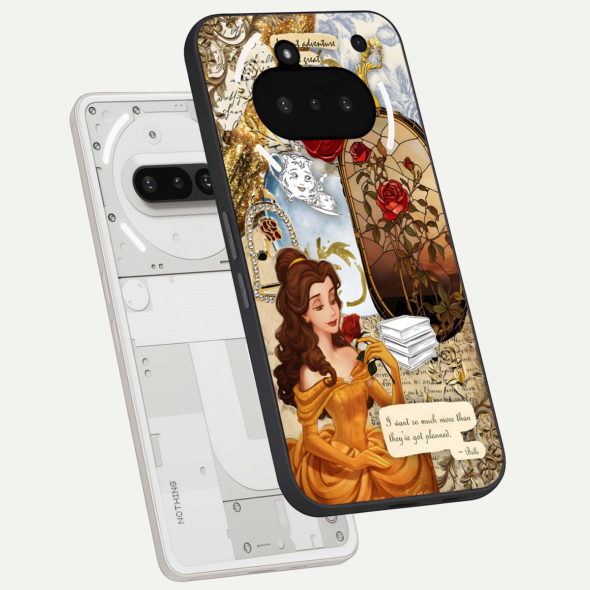  Golden Dream Belle back cover For Nothing Phone 3A slim fit glass case with vibrant aesthetic design
