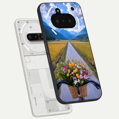  Golden Field Journey back cover For Nothing Phone 3A slim fit glass case with vibrant aesthetic design