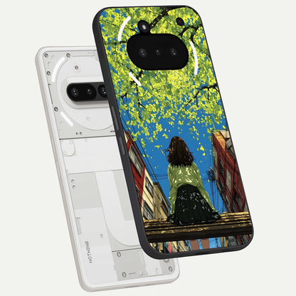  Golden Leaves Glow back cover For Nothing Phone 3A slim fit glass case with vibrant aesthetic design