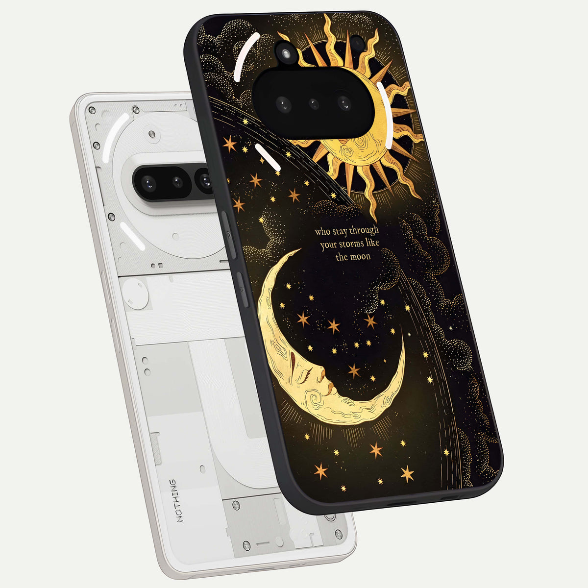  Golden Lunar Love back cover For Nothing Phone 3A slim fit glass case with vibrant aesthetic design