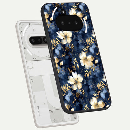  Golden Midnight Bloom back cover For Nothing Phone 3A slim fit glass case with vibrant aesthetic design