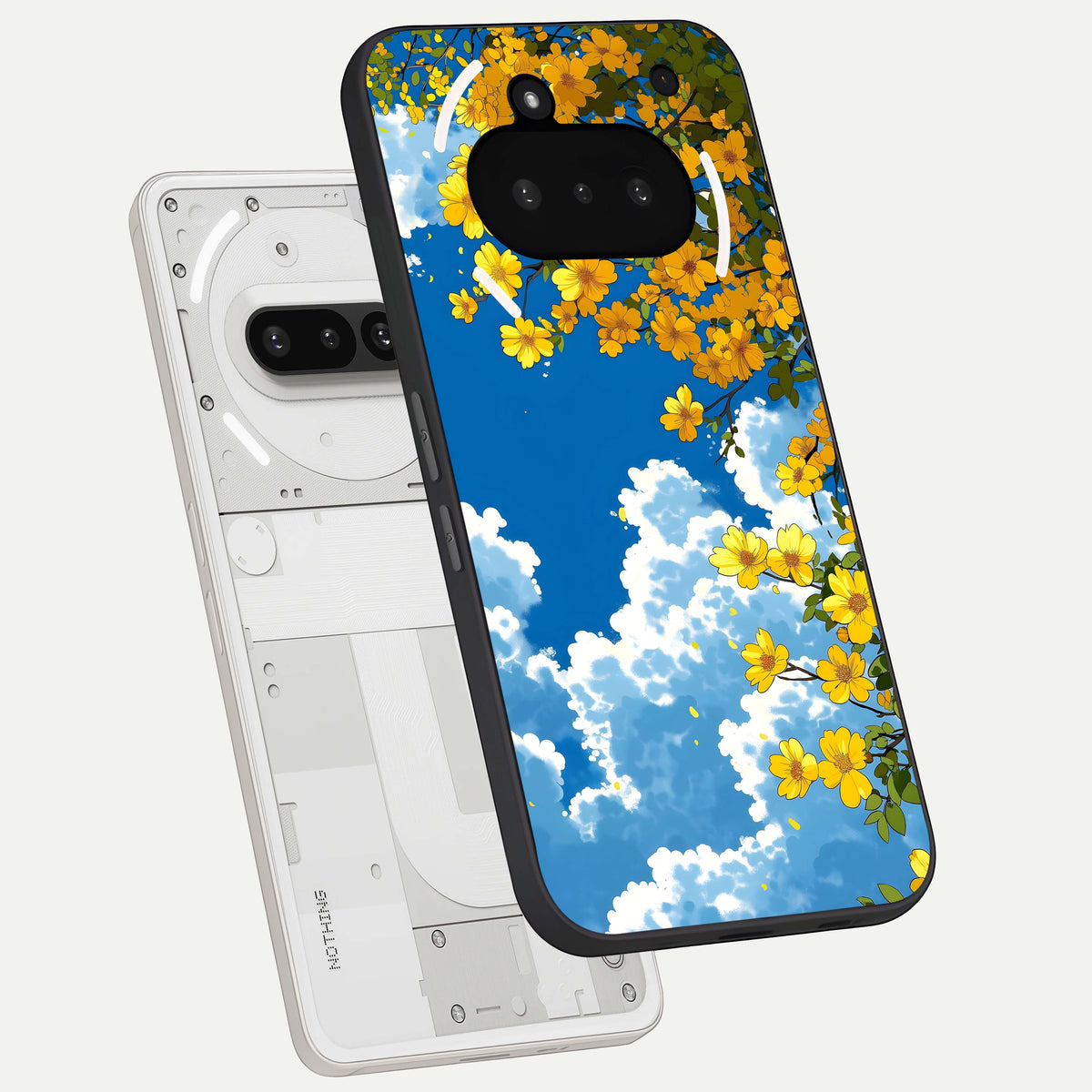  Golden Petal Sky back cover For Nothing Phone 3A slim fit glass case with vibrant aesthetic design