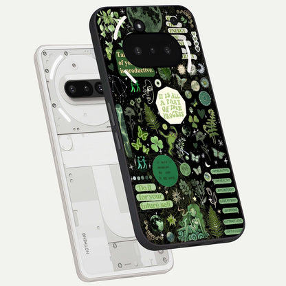  Green Mandala Pattern back cover For Nothing Phone 3A slim fit glass case with vibrant aesthetic design
