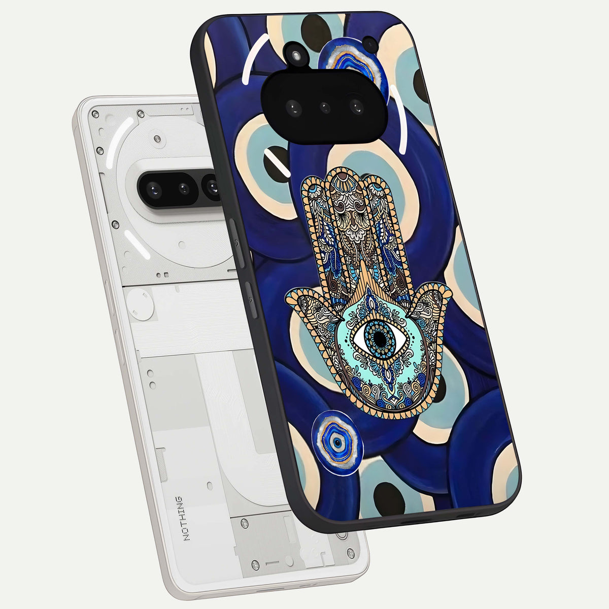  Hamsa Divine Guard back cover For Nothing Phone 3A slim fit glass case with vibrant aesthetic design