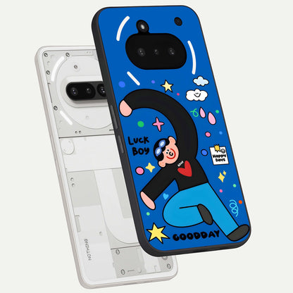  Happy Luck Vibe back cover For Nothing Phone 3A slim fit glass case with vibrant aesthetic design