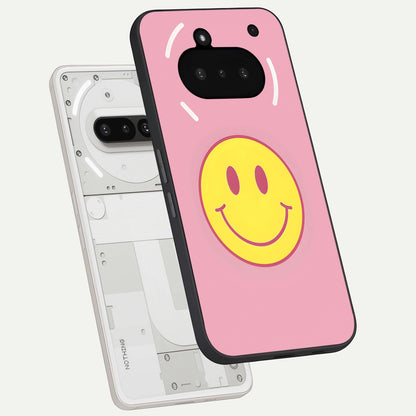  Happy Pink Mood back cover For Nothing Phone 3A slim fit glass case with vibrant aesthetic design