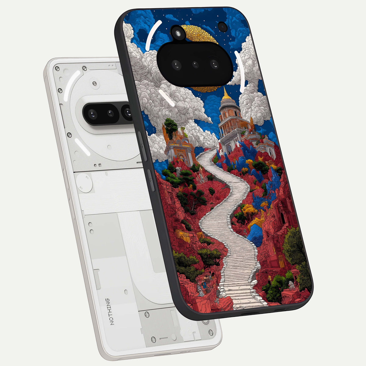  Heavenly Moon Path back cover For Nothing Phone 3A slim fit glass case with vibrant aesthetic design