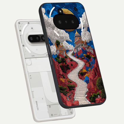  Heavenly Moon Path back cover For Nothing Phone 3A slim fit glass case with vibrant aesthetic design