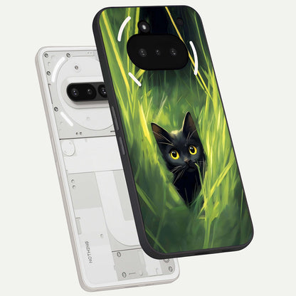  Hidden Cat Whisper back cover For Nothing Phone 3A slim fit glass case with vibrant aesthetic design