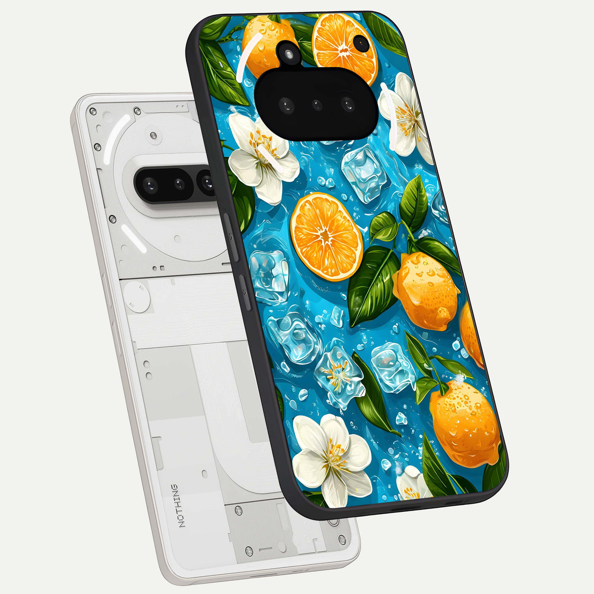  Ice Cube With Orange back cover For Nothing Phone 3A slim fit glass case with vibrant aesthetic design