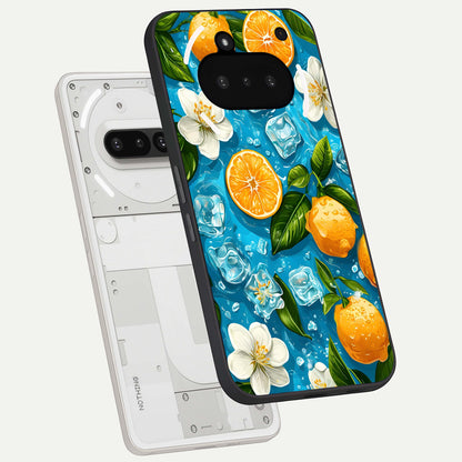  Ice Cube With Orange back cover For Nothing Phone 3A slim fit glass case with vibrant aesthetic design