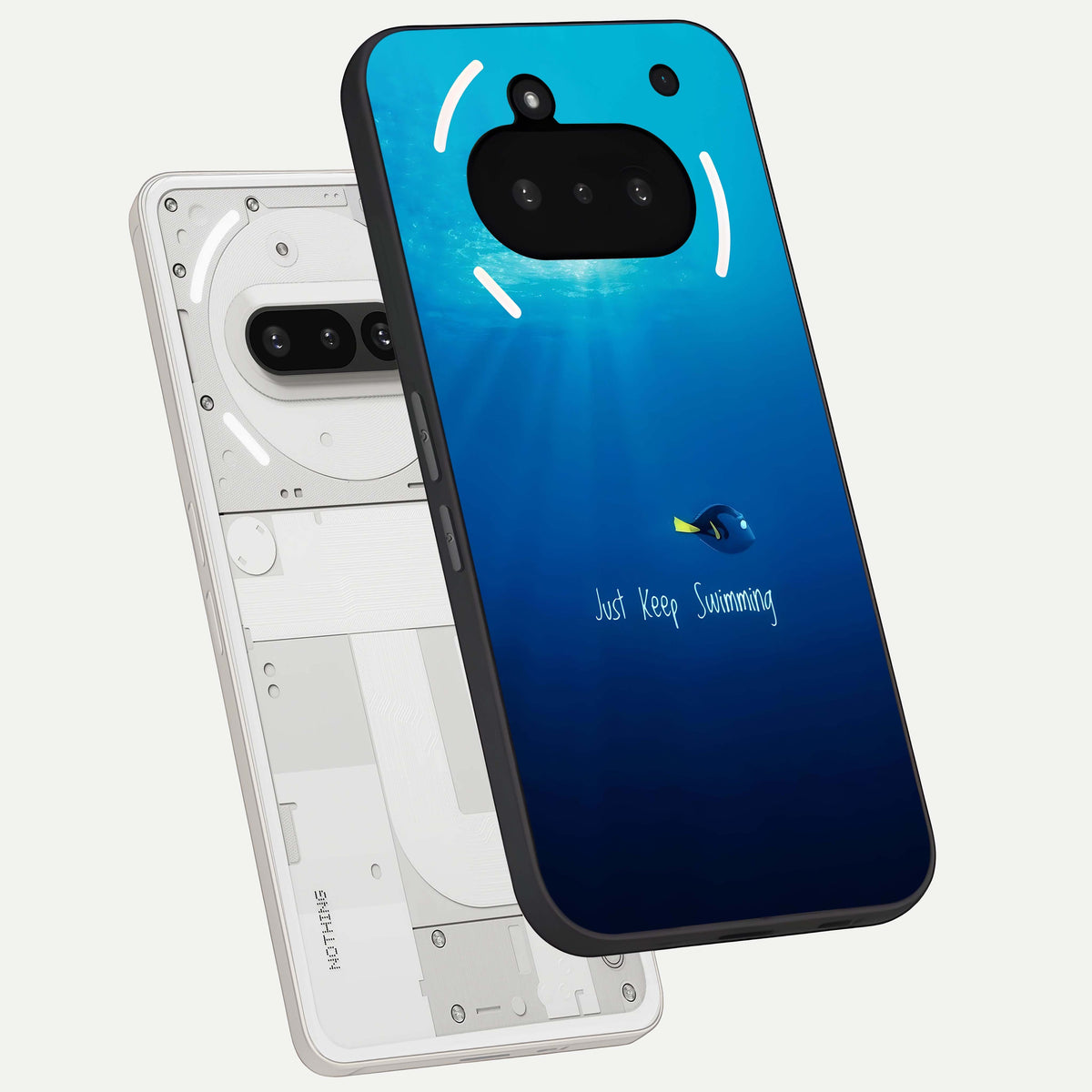  Just Keep Swimming back cover For Nothing Phone 3A slim fit glass case with vibrant aesthetic design