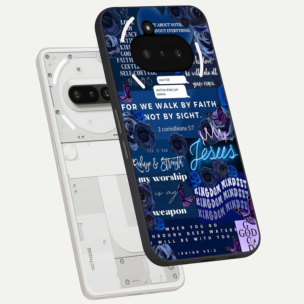  Kingdom Faith Glow back cover For Nothing Phone 3A slim fit glass case with vibrant aesthetic design