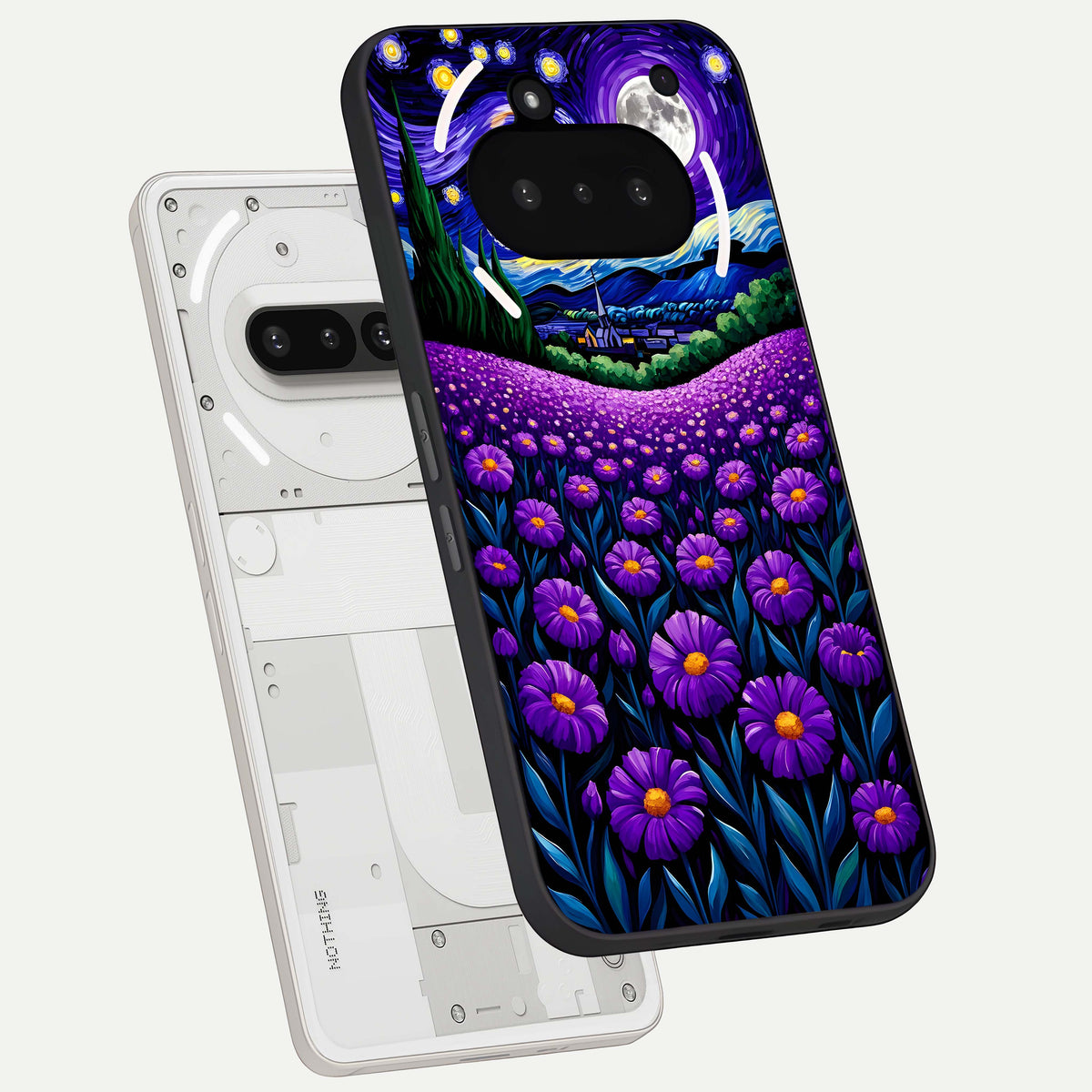  Lavender Moon Field back cover For Nothing Phone 3A slim fit glass case with vibrant aesthetic design