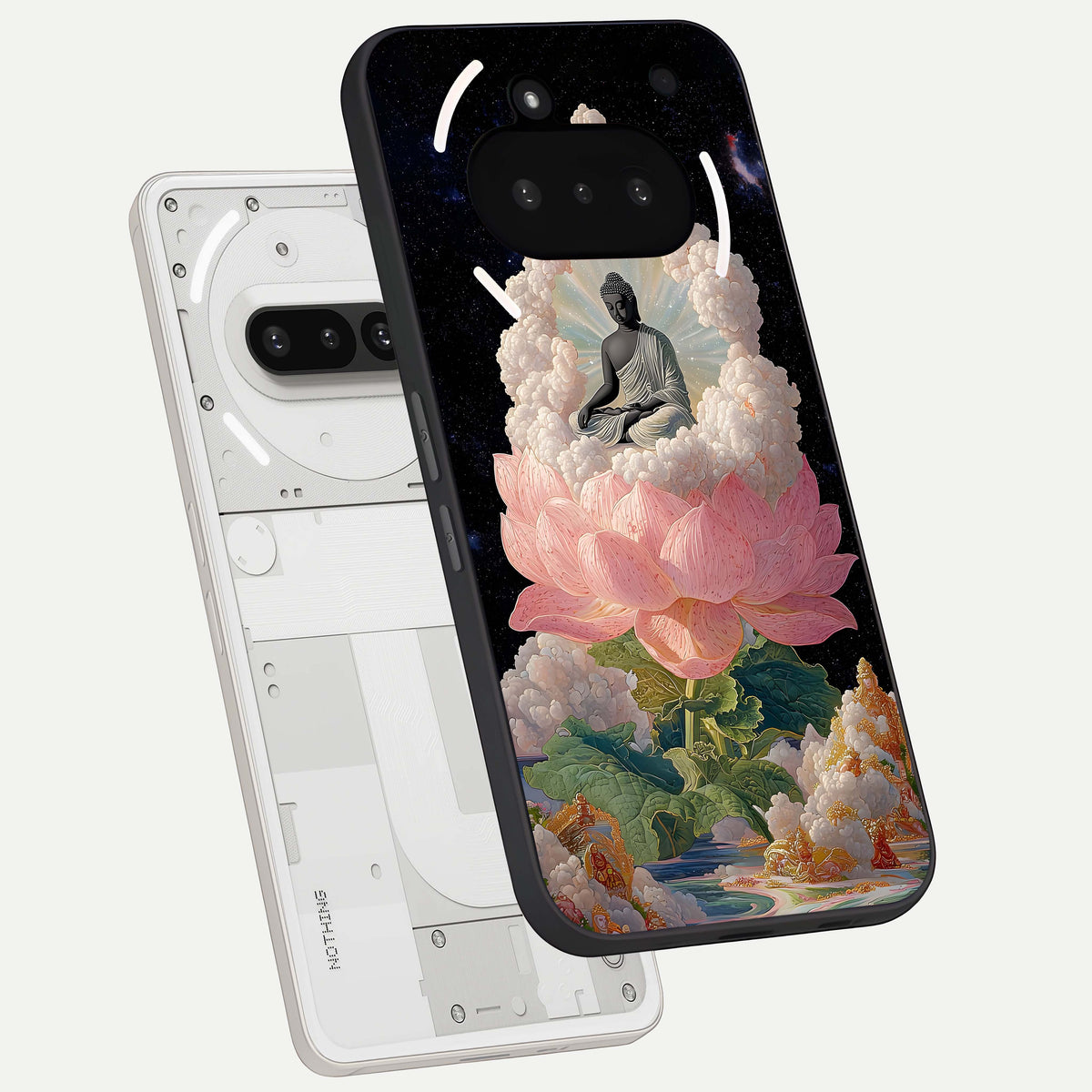  Lotus Divine Peace back cover For Nothing Phone 3A slim fit glass case with vibrant aesthetic design