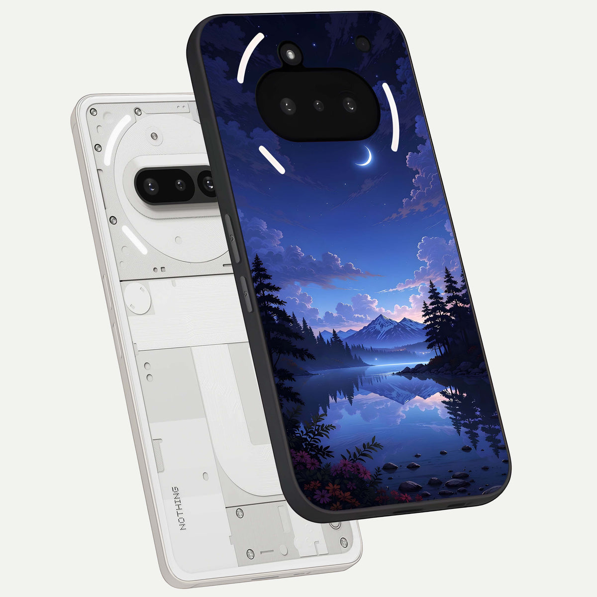 Midnight Lake Peace back cover For Nothing Phone 3A slim fit glass case with vibrant aesthetic design