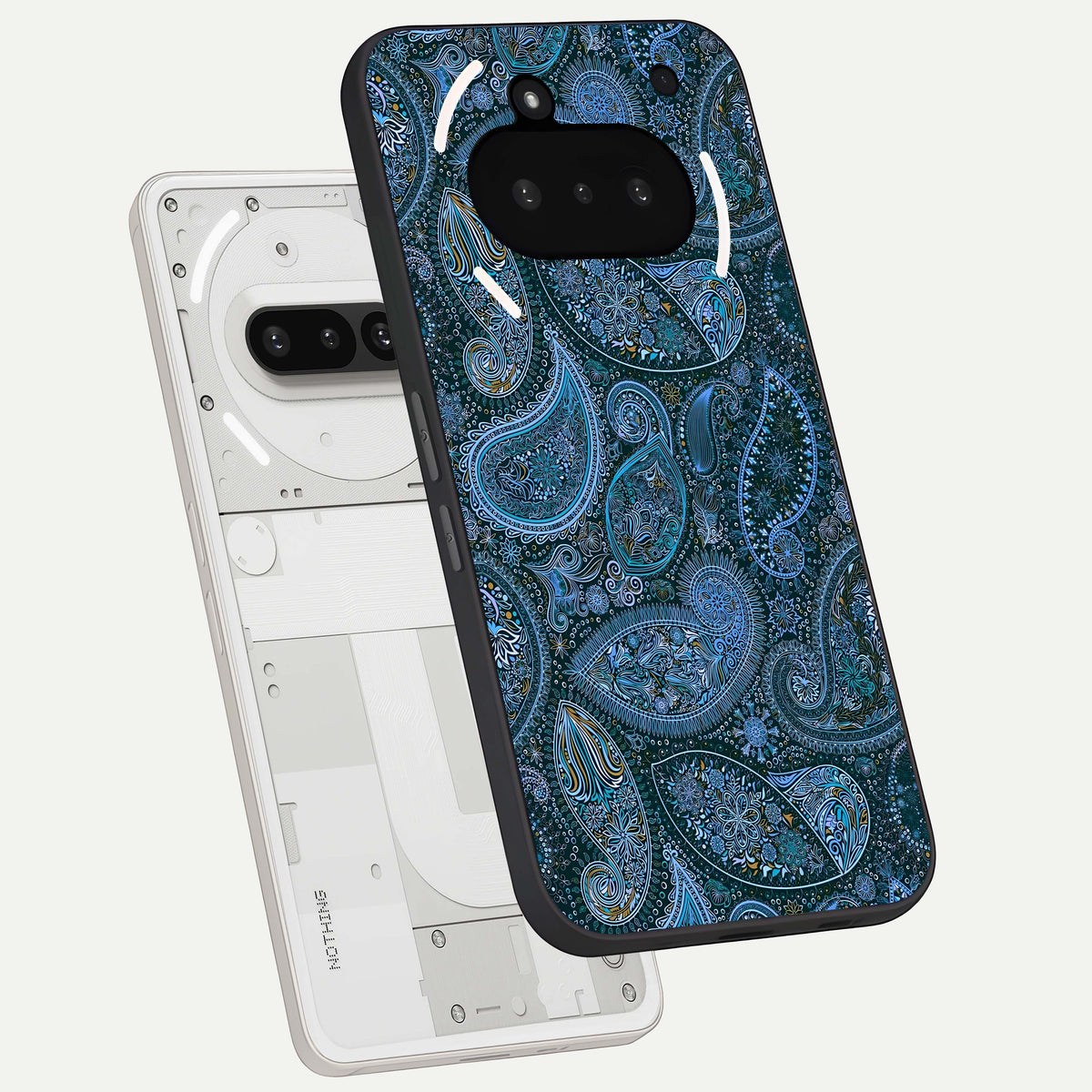 Midnight Paisley Glow back cover For Nothing Phone 3A slim fit glass case with vibrant aesthetic design