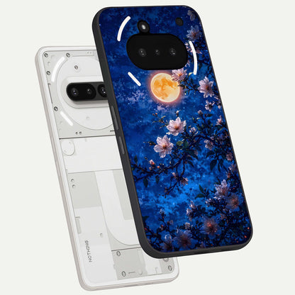  Moonlit Blossoms Night back cover For Nothing Phone 3A slim fit glass case with vibrant aesthetic design