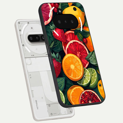  Multiple Fruits back cover For Nothing Phone 3A slim fit glass case with vibrant aesthetic design