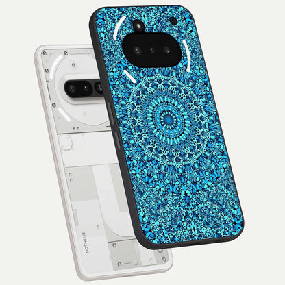  Ocean Bloom Mandala back cover For Nothing Phone 3A slim fit glass case with vibrant aesthetic design