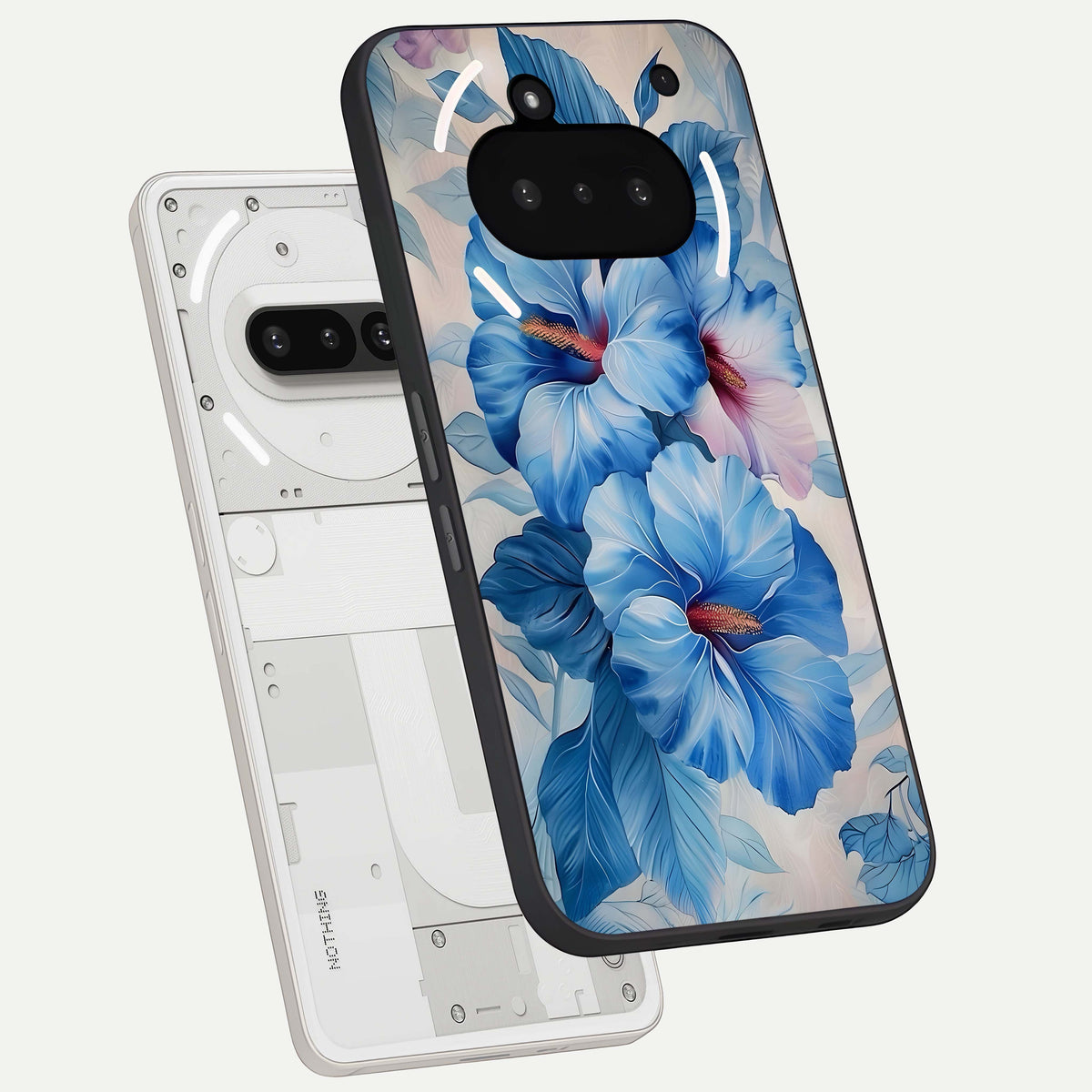  Ocean Hibiscus Grace back cover For Nothing Phone 3A slim fit glass case with vibrant aesthetic design