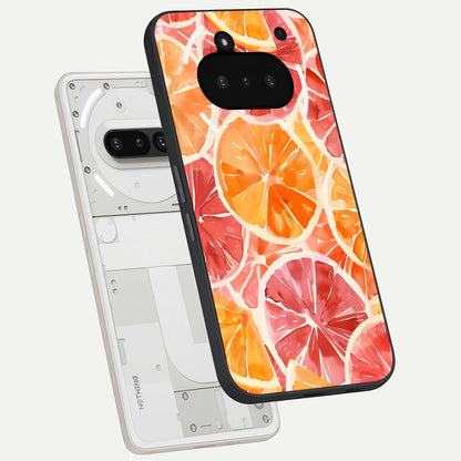  Orange Fruits Pattern back cover For Nothing Phone 3A slim fit glass case with vibrant aesthetic design