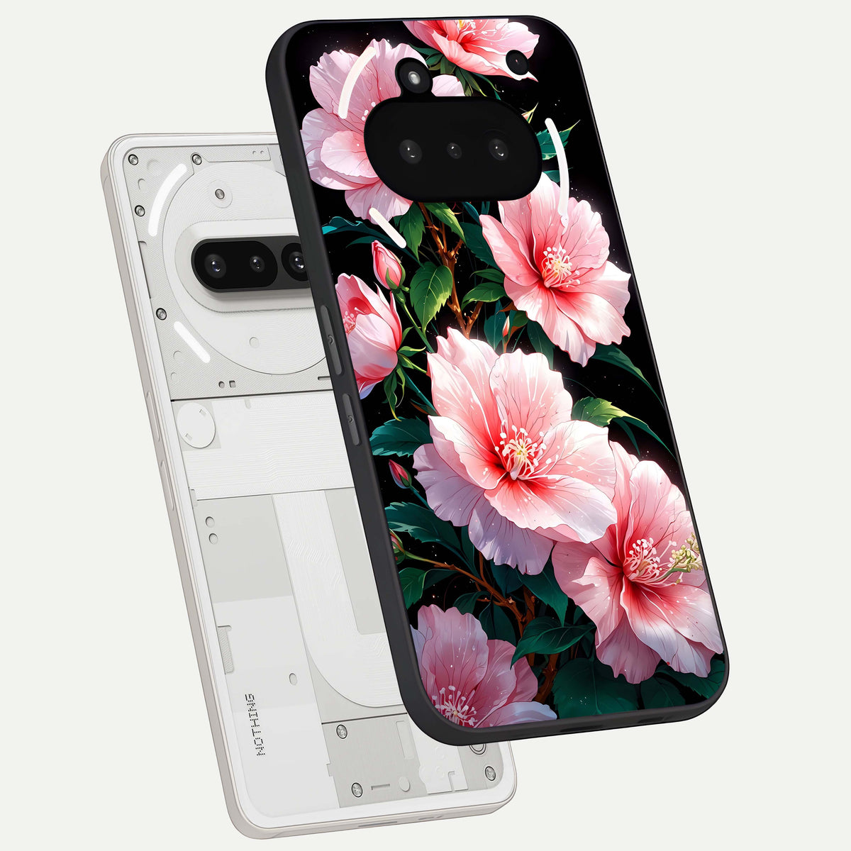  Peach Flower back cover For Nothing Phone 3A slim fit glass case with vibrant aesthetic design