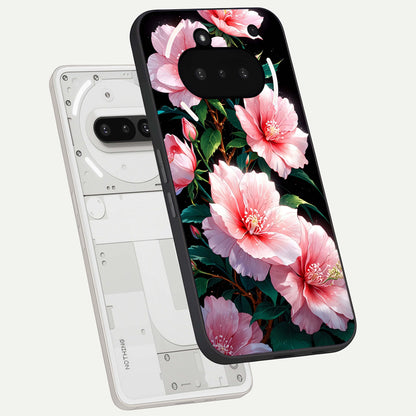  Peach Flower back cover For Nothing Phone 3A slim fit glass case with vibrant aesthetic design