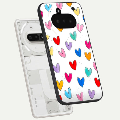  Playful Love Doodles back cover For Nothing Phone 3A slim fit glass case with vibrant aesthetic design