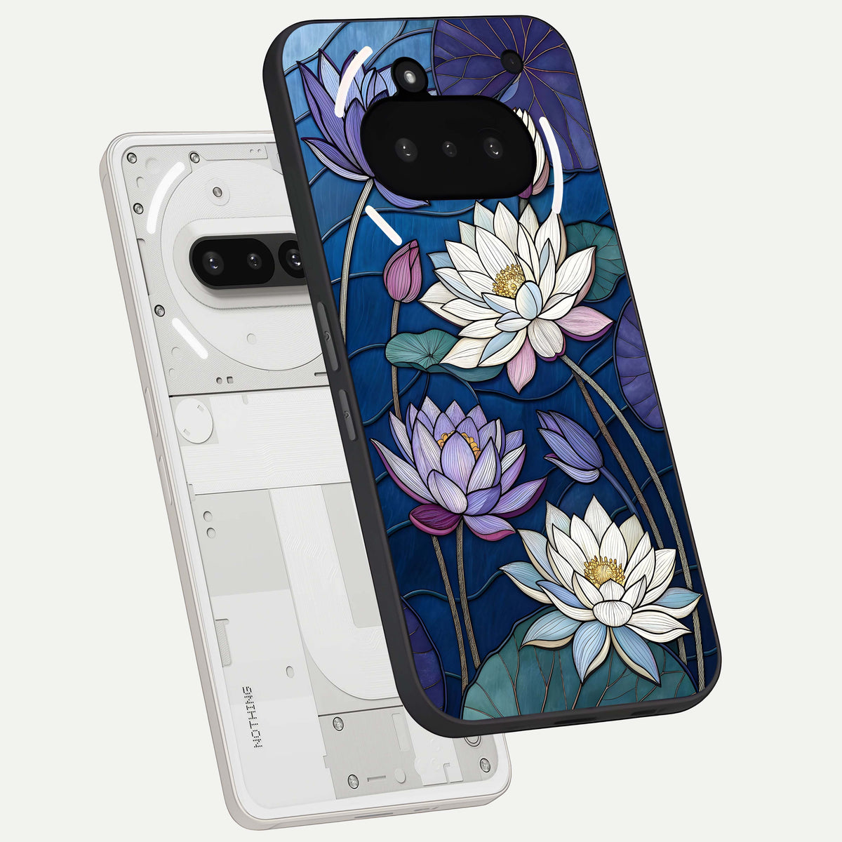  Purple Lotus Stained back cover For Nothing Phone 3A slim fit glass case with vibrant aesthetic design