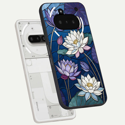  Purple Lotus Stained back cover For Nothing Phone 3A slim fit glass case with vibrant aesthetic design