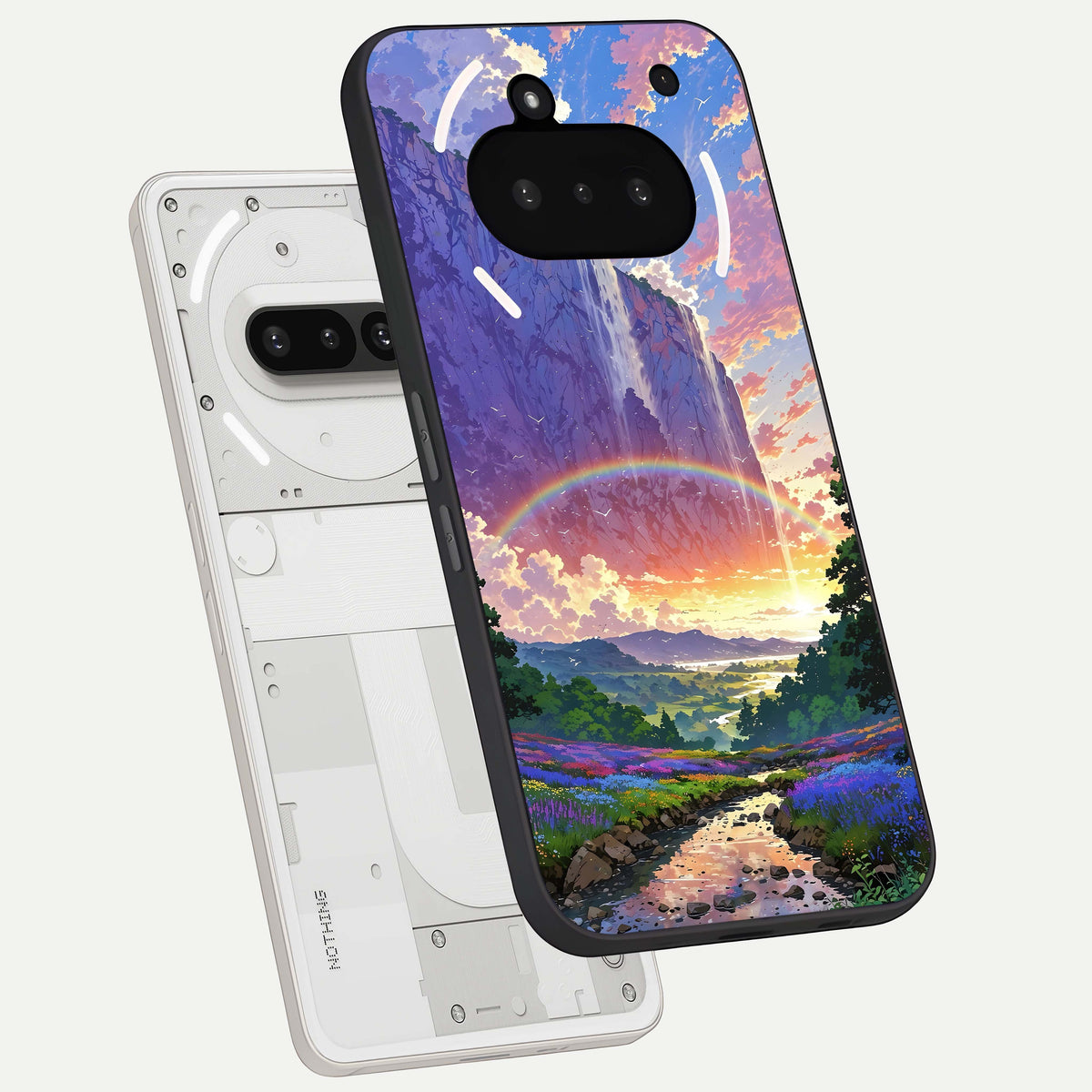  Rainbow Valley Dream back cover For Nothing Phone 3A slim fit glass case with vibrant aesthetic design