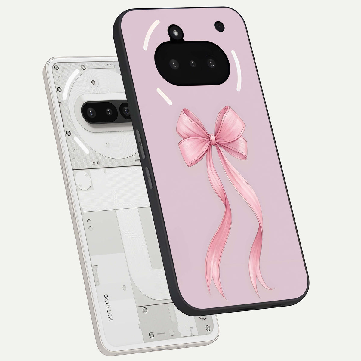  Soft Blush Bow back cover For Nothing Phone 3A slim fit glass case with vibrant aesthetic design