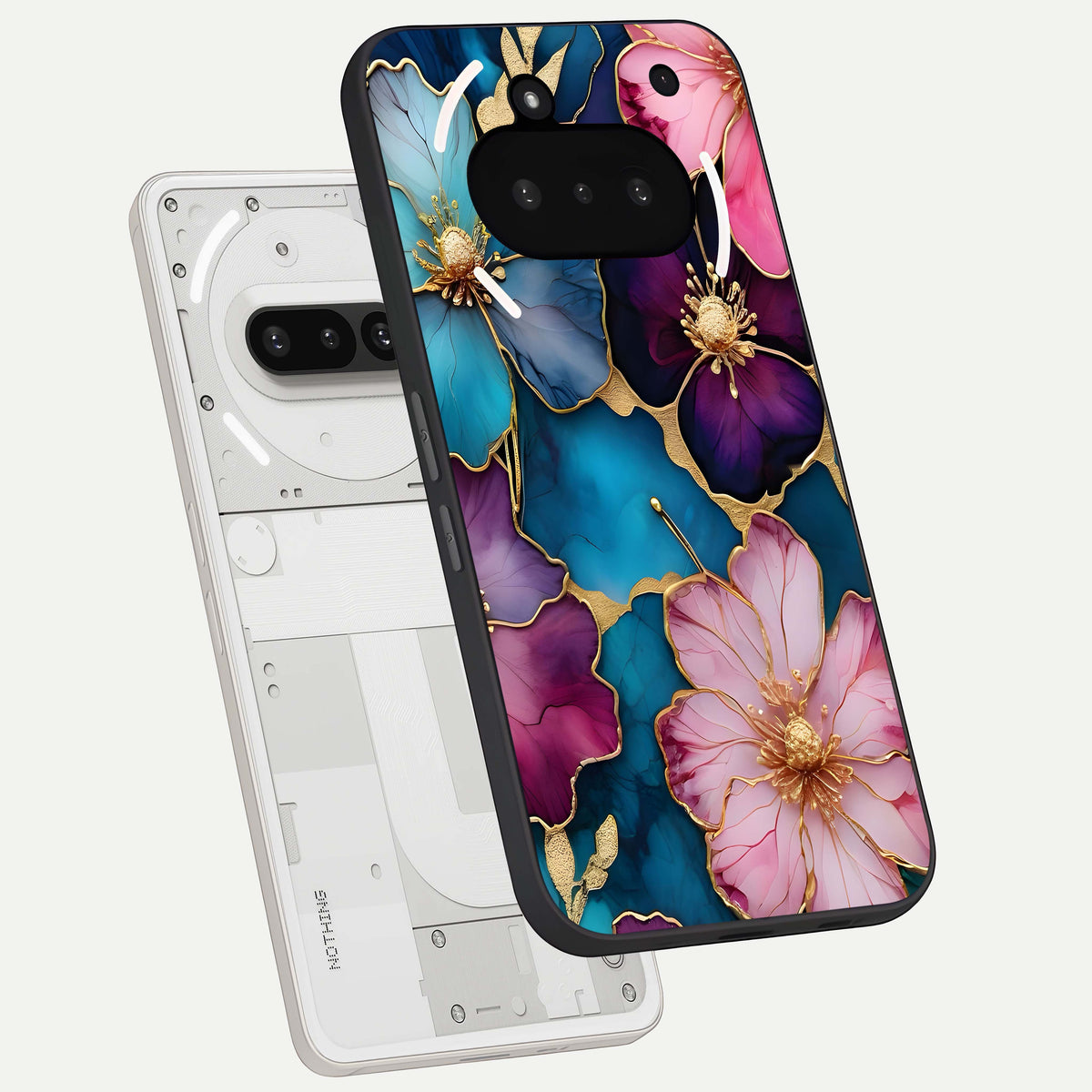  Sparkle Floral back cover For Nothing Phone 3A slim fit glass case with vibrant aesthetic design
