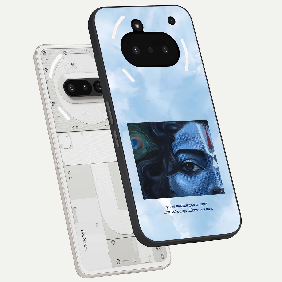  Spiritual Krishna back cover For Nothing Phone 3A slim fit glass case with vibrant aesthetic design