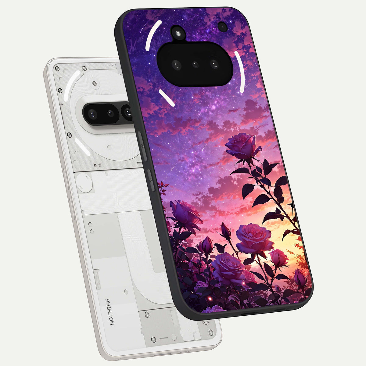  Starlit Rose Twilight back cover For Nothing Phone 3A slim fit glass case with vibrant aesthetic design