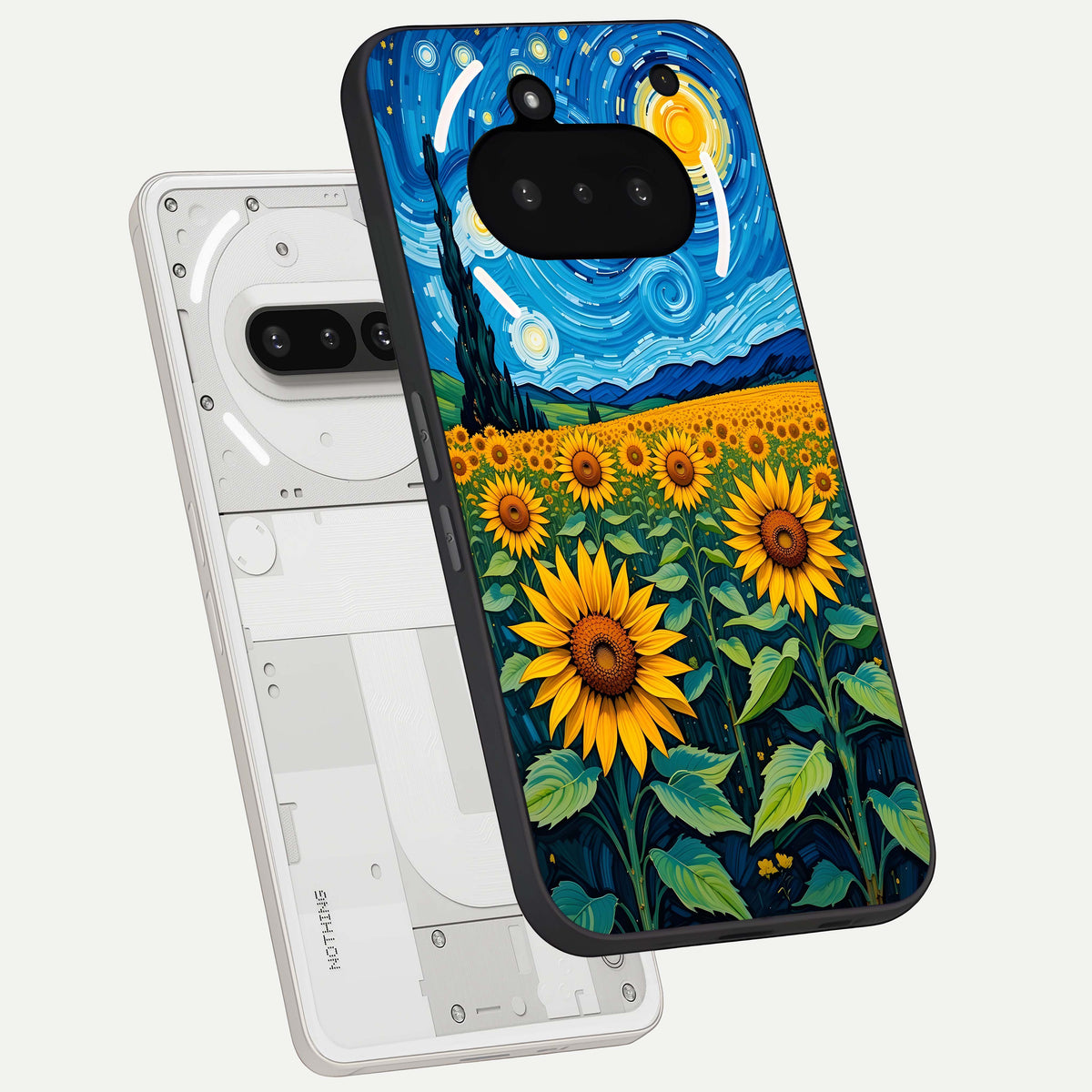  Starry Sunflower Dreams back cover For Nothing Phone 3A slim fit glass case with vibrant aesthetic design
