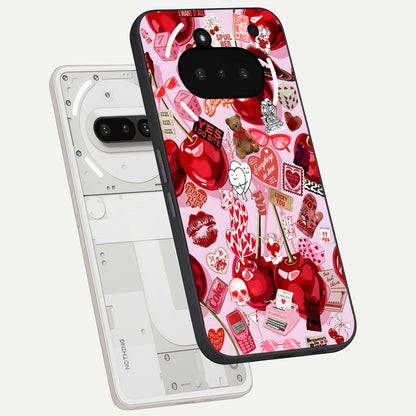  Sweet Cherry Chaos back cover For Nothing Phone 3A slim fit glass case with vibrant aesthetic design