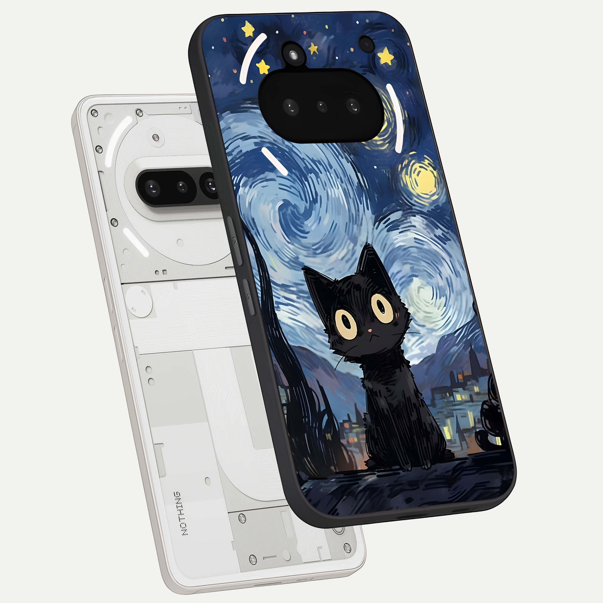  Van Gogh Cat back cover For Nothing Phone 3A slim fit glass case with vibrant aesthetic design