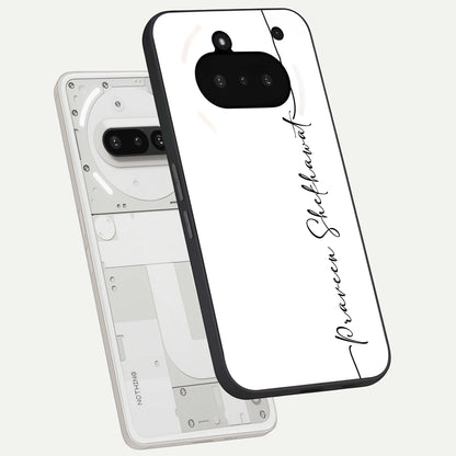  White Tune Custom Name back cover For Nothing Phone 3A slim fit personalized glass case with aesthetic design