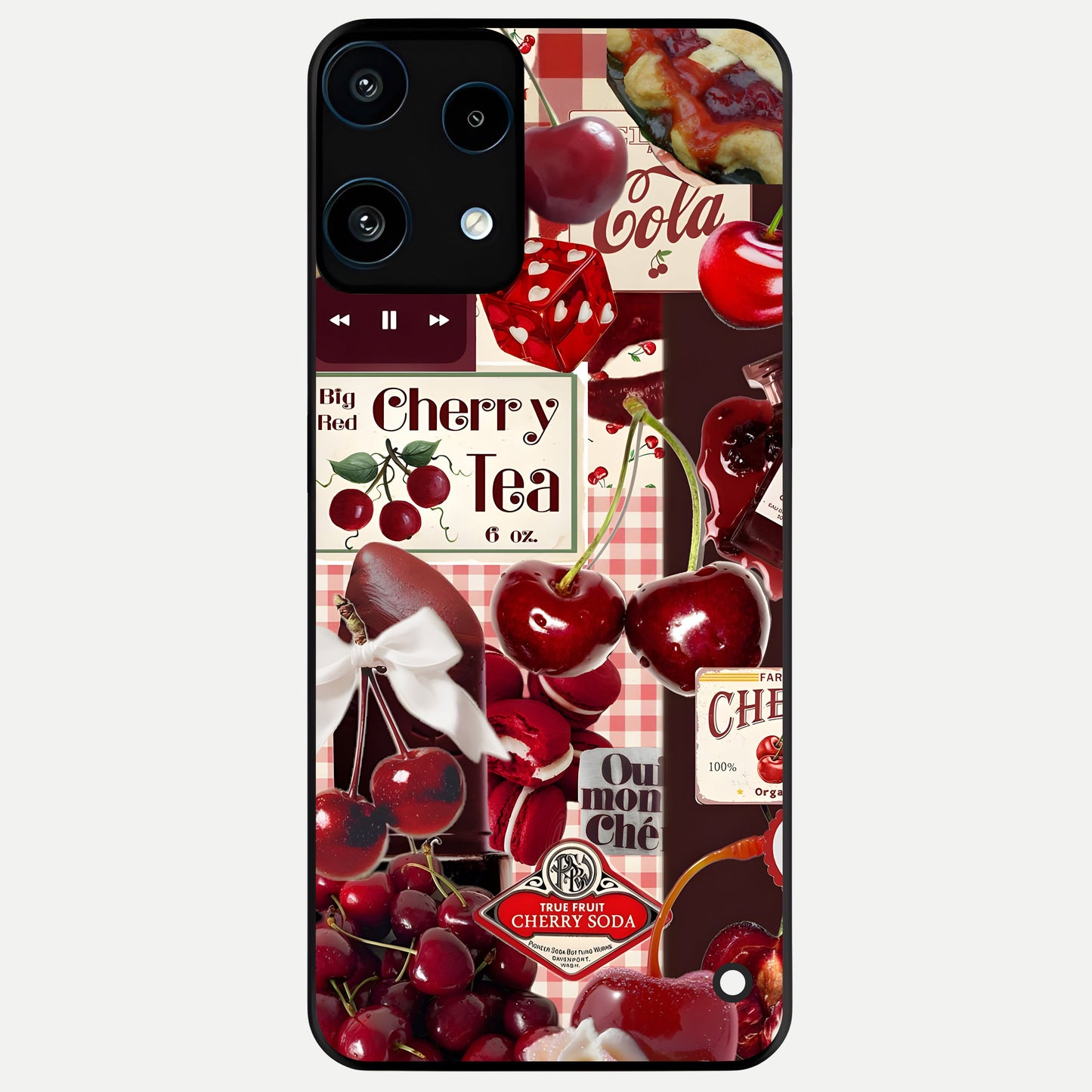  Aesthetic Cherry Tea Glass Case For Nothing Phone 3A Lite back cover – full design glossy printed glass finish