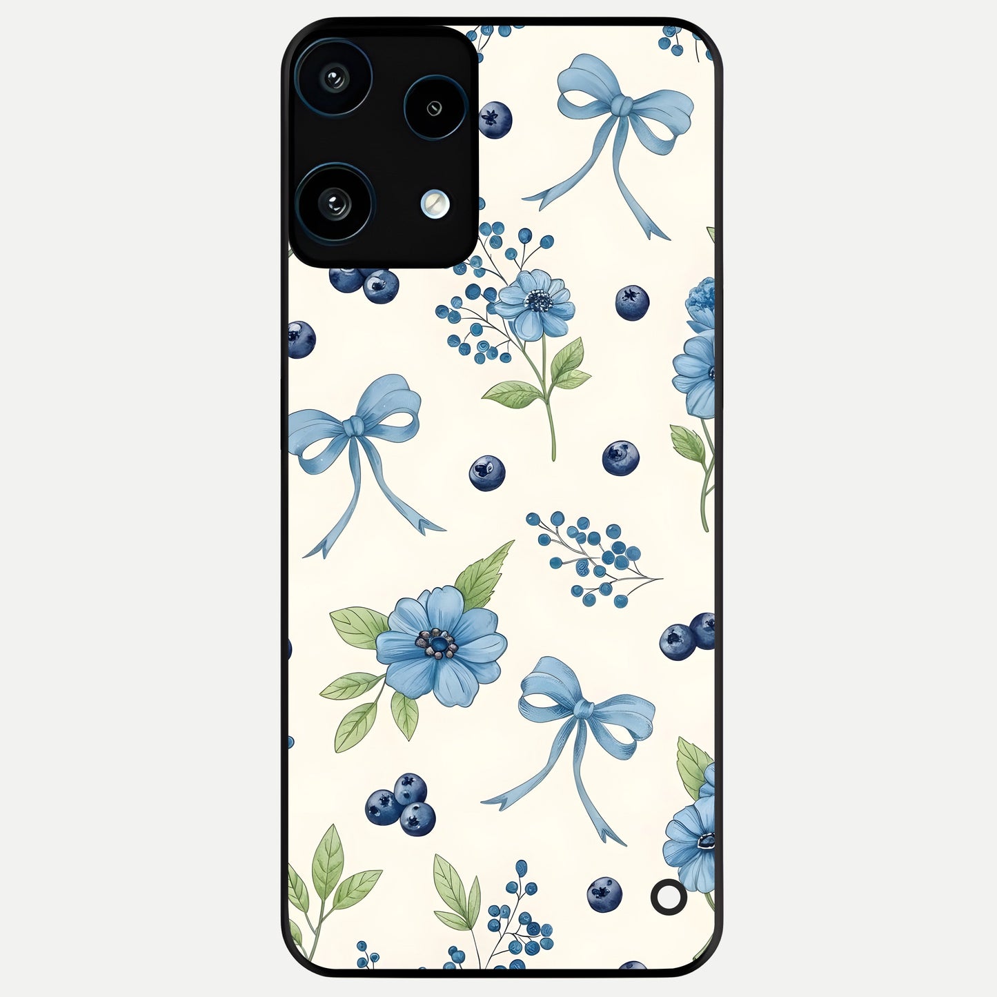  Blue Flower And Bow Glass Case For Nothing Phone 3A Lite back cover – full design glossy printed glass finish