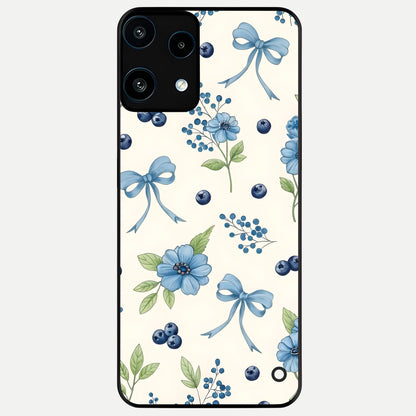  Blue Flower And Bow Glass Case For Nothing Phone 3A Lite back cover – full design glossy printed glass finish