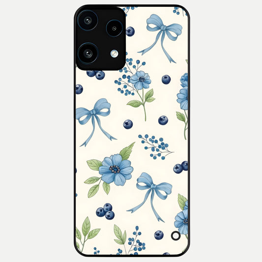  Blue Flower And Bow Glass Case For Nothing Phone 3A Lite back cover – full design glossy printed glass finish
