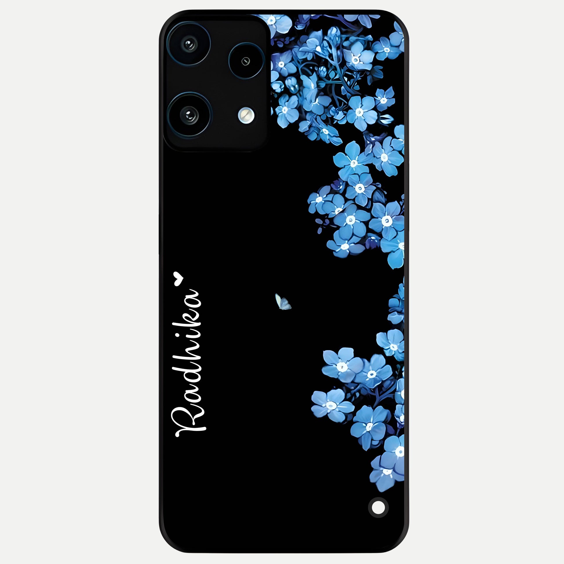  Blue Petal Dream Custom Name Glass Case For Nothing Phone 3A Lite back cover – full design glossy printed glass finish