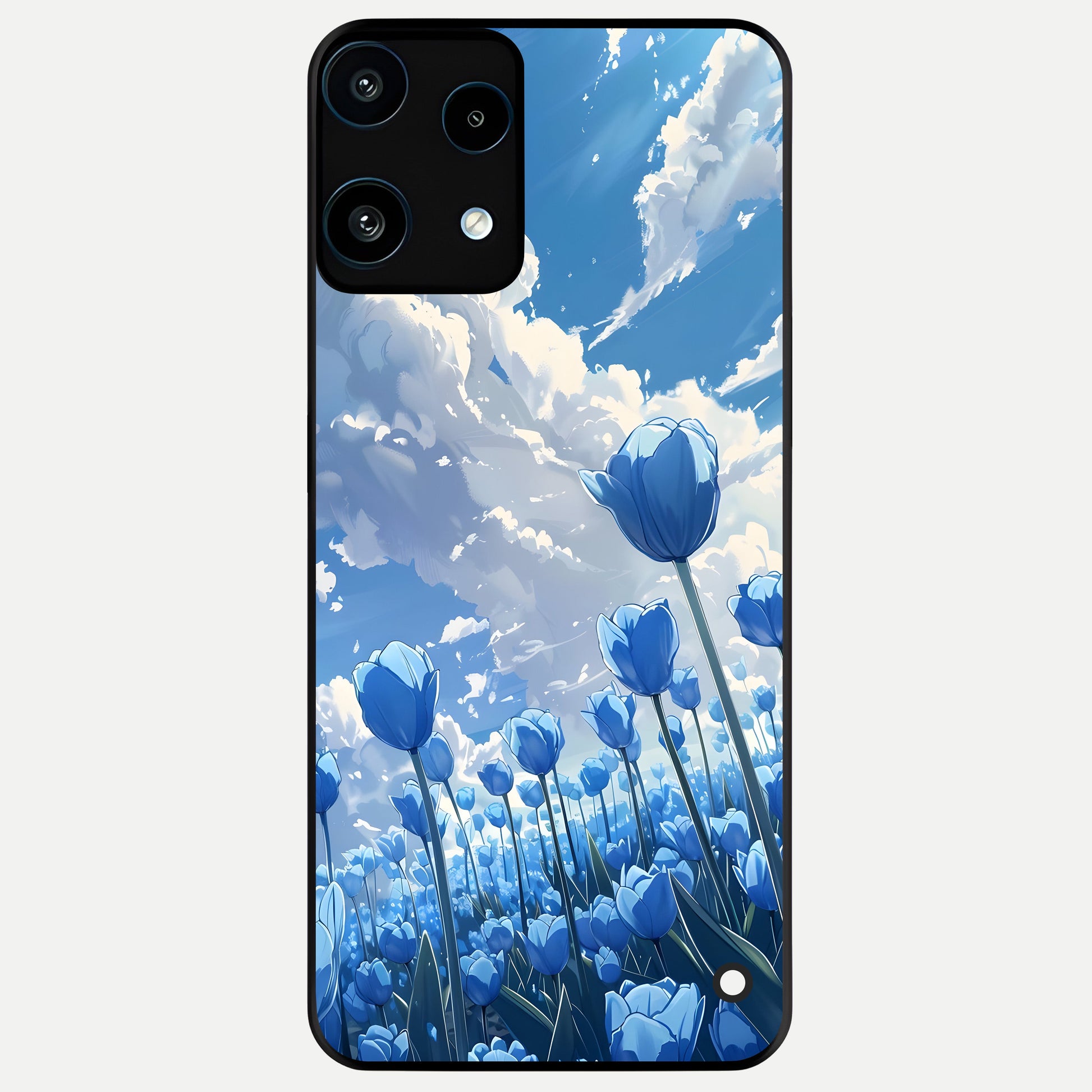  Blue Tulip Clouds Glass Case For Nothing Phone 3A Lite back cover – full design glossy printed glass finish